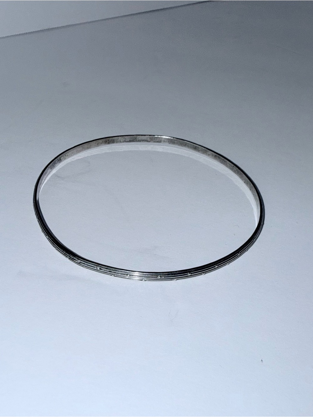 Vintage Sterling Silver Bangle Bracelet Thin Patterned Stacker Minimalist